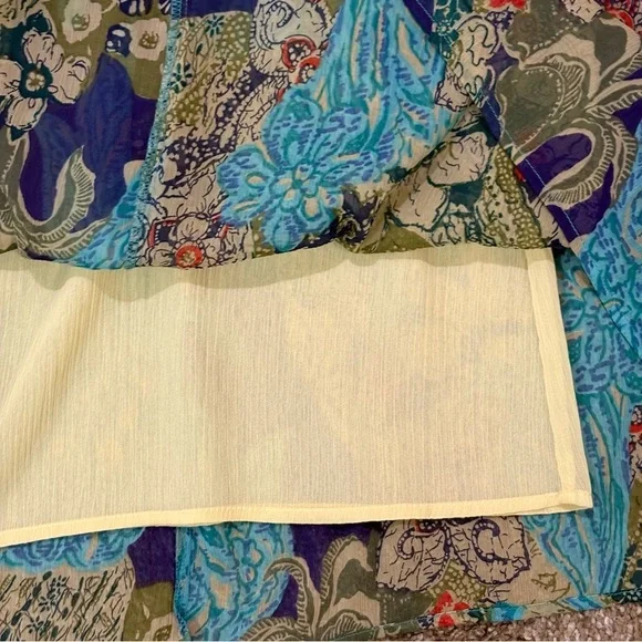 Coldwater Creek Blue, Green, and Teal Bohemian Print Tiered Maxi Skirt Sz Large - Picture 6 of 8